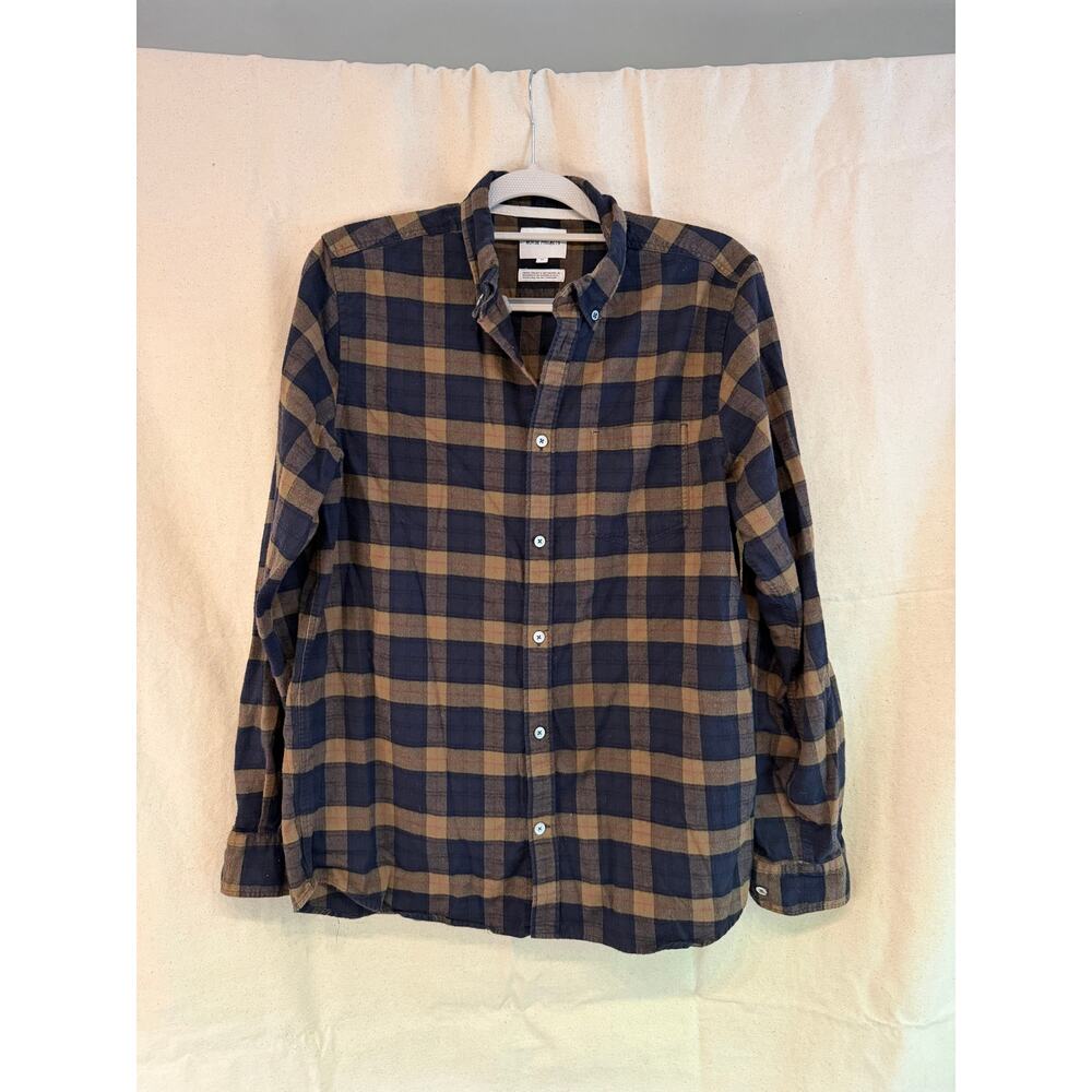 NORSE PROJECTS Anton Brushed Flannel Check Plaid Cotton Sz M Long Sleeve Shirt
